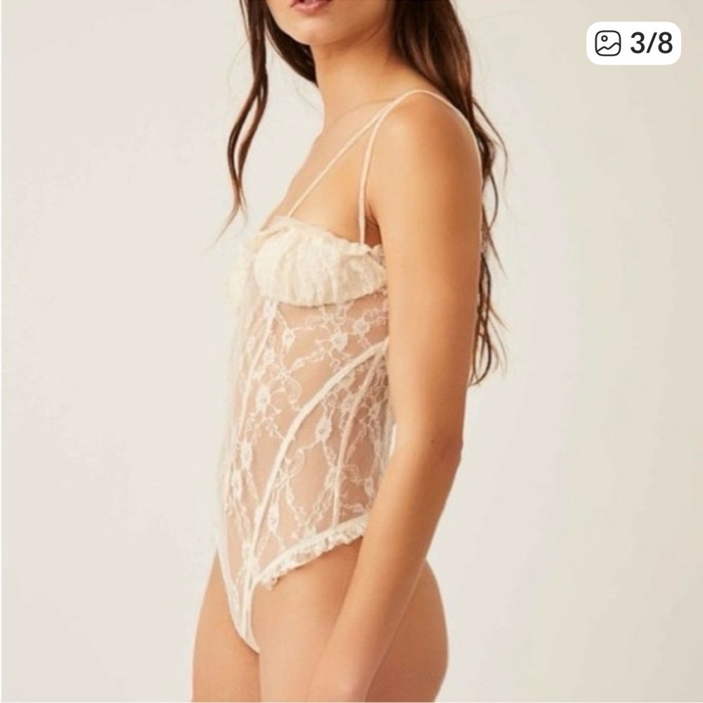 FREE PEOPLE Intimately If You Dare Ivory Lace Body Suit MEDIUM Ivory - Picture 3 of 8